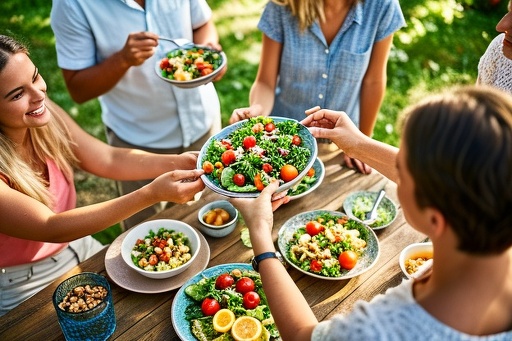 People Enjoying a Plant-Based Meal Together
