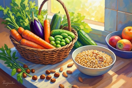 Variety of Fresh Vegetables and Grains