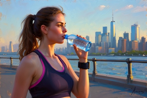 Woman Drinking Water After Exercise