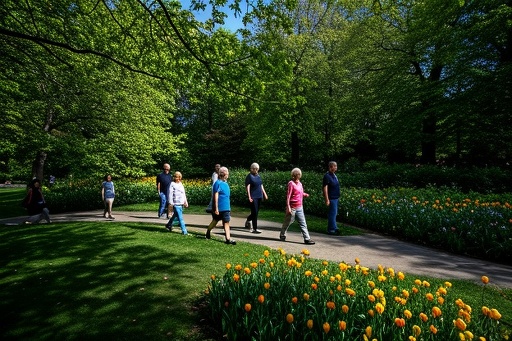 Image of a group doing mindful walking in a park