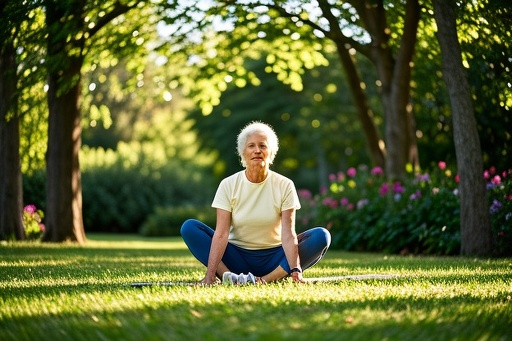 A person practicing yoga in a park