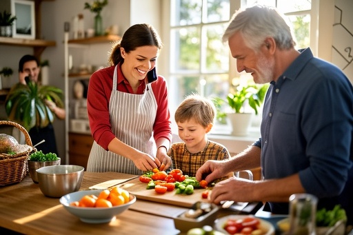 Family Preparing Healthy Meal Together