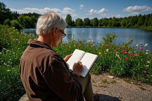 Person Writing in Journal with Sunlight