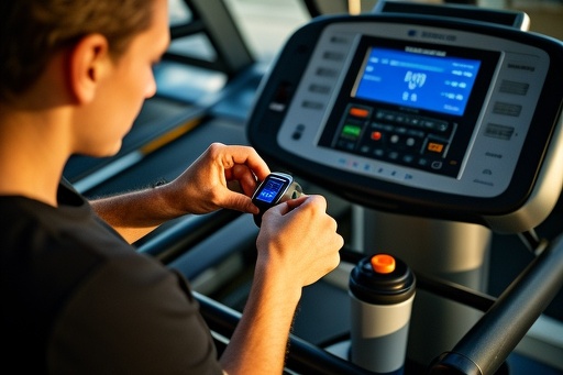 Person Checking Steps on Fitness Tracker