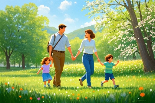 Family Walking in a Park